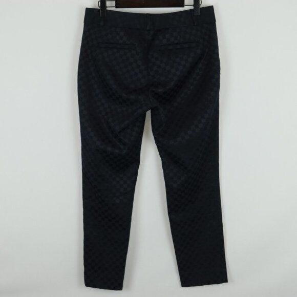 Banana Republic Hampton Women's Size 0 Navy Blue Checker Mid Rise Ankle Pants - Picture 3 of 9